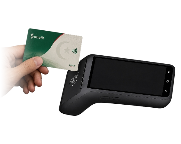 Paying with a Sahelit card at a contactless terminal